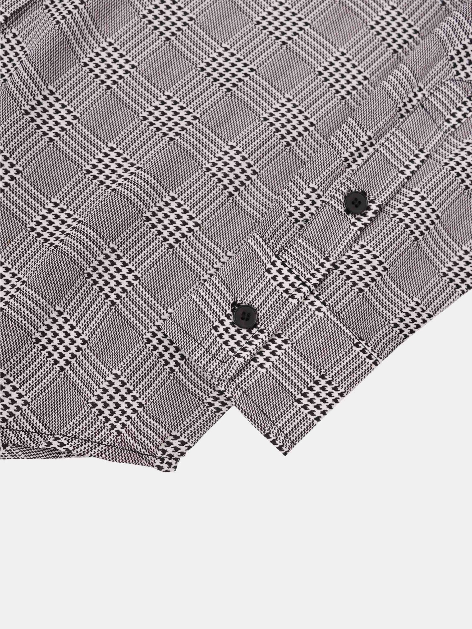 Houndstooth Button Down Blouse-Black/White
