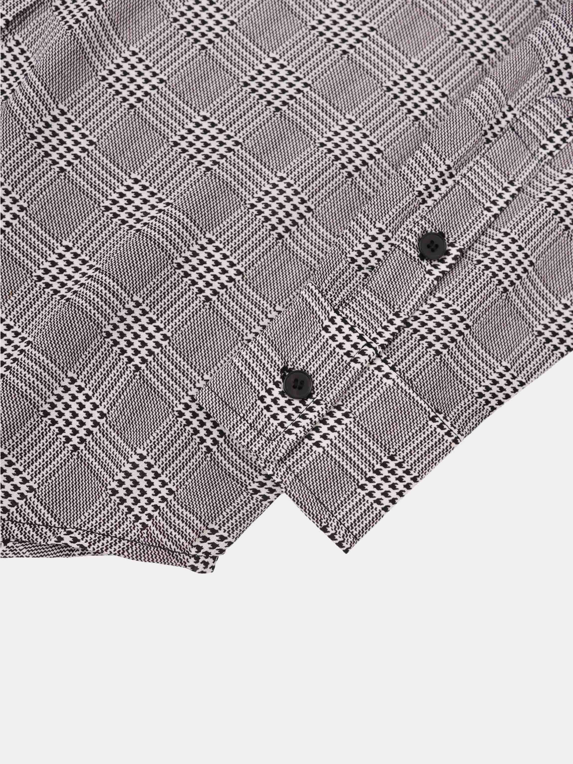 Houndstooth Button Down Blouse-Black/White