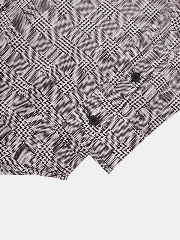 Houndstooth Button Down Blouse-Black/White