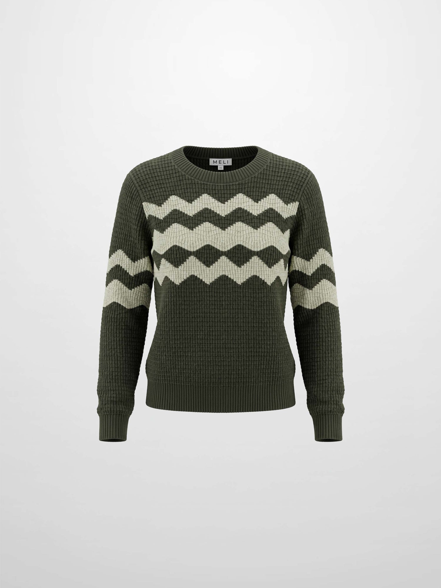 Waffle Designed Sweater - Dark Green/Light Green