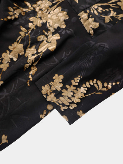 Velvet Wrap Dress - Taupe Floral