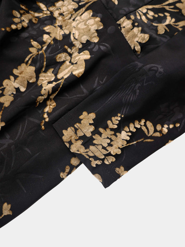 Velvet Wrap Dress - Taupe Floral