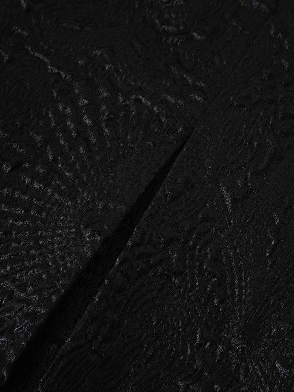 Embossed Inverted Pleat Skirt-Black