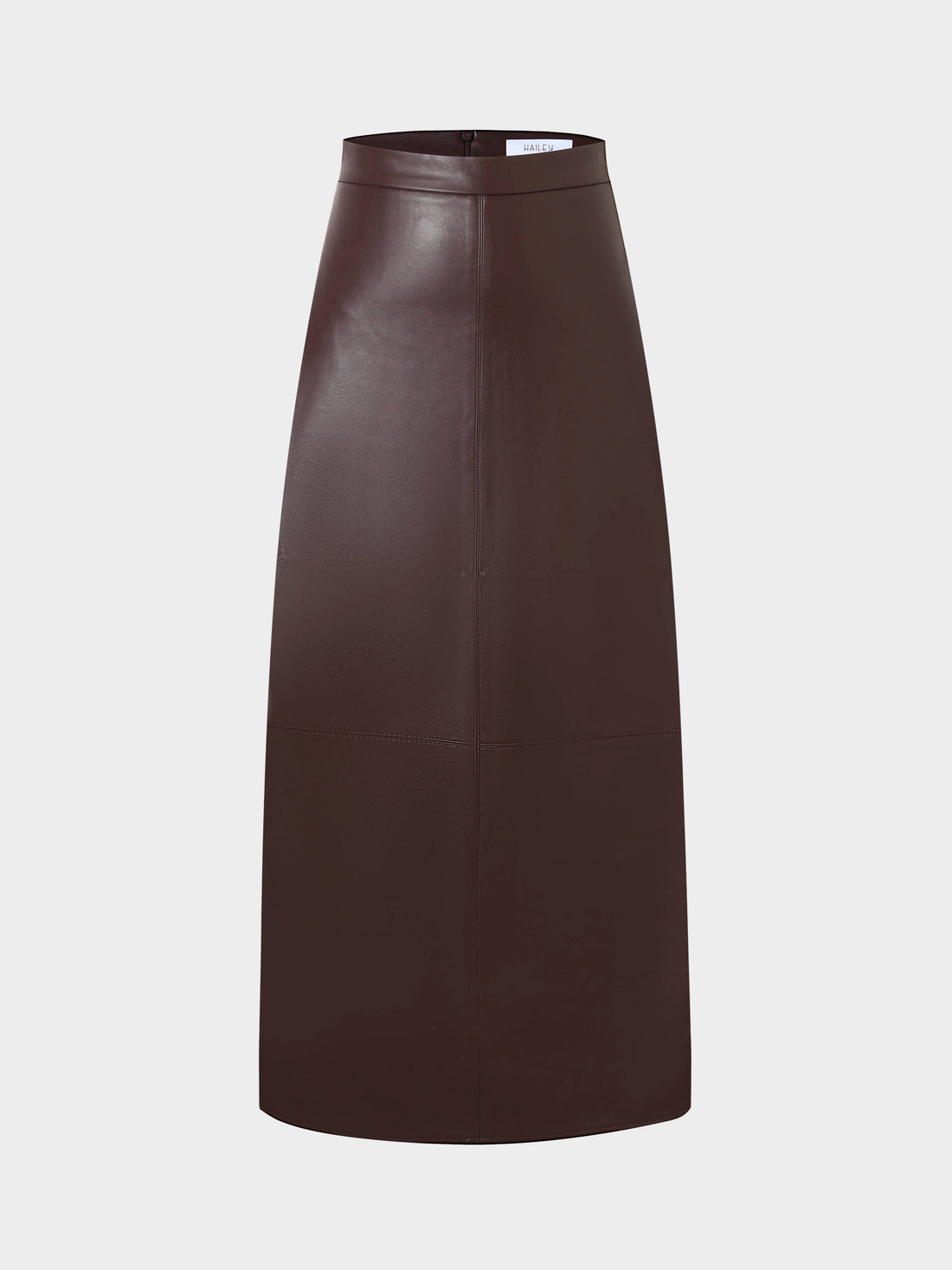 Leather A-Line Skirt-Brown