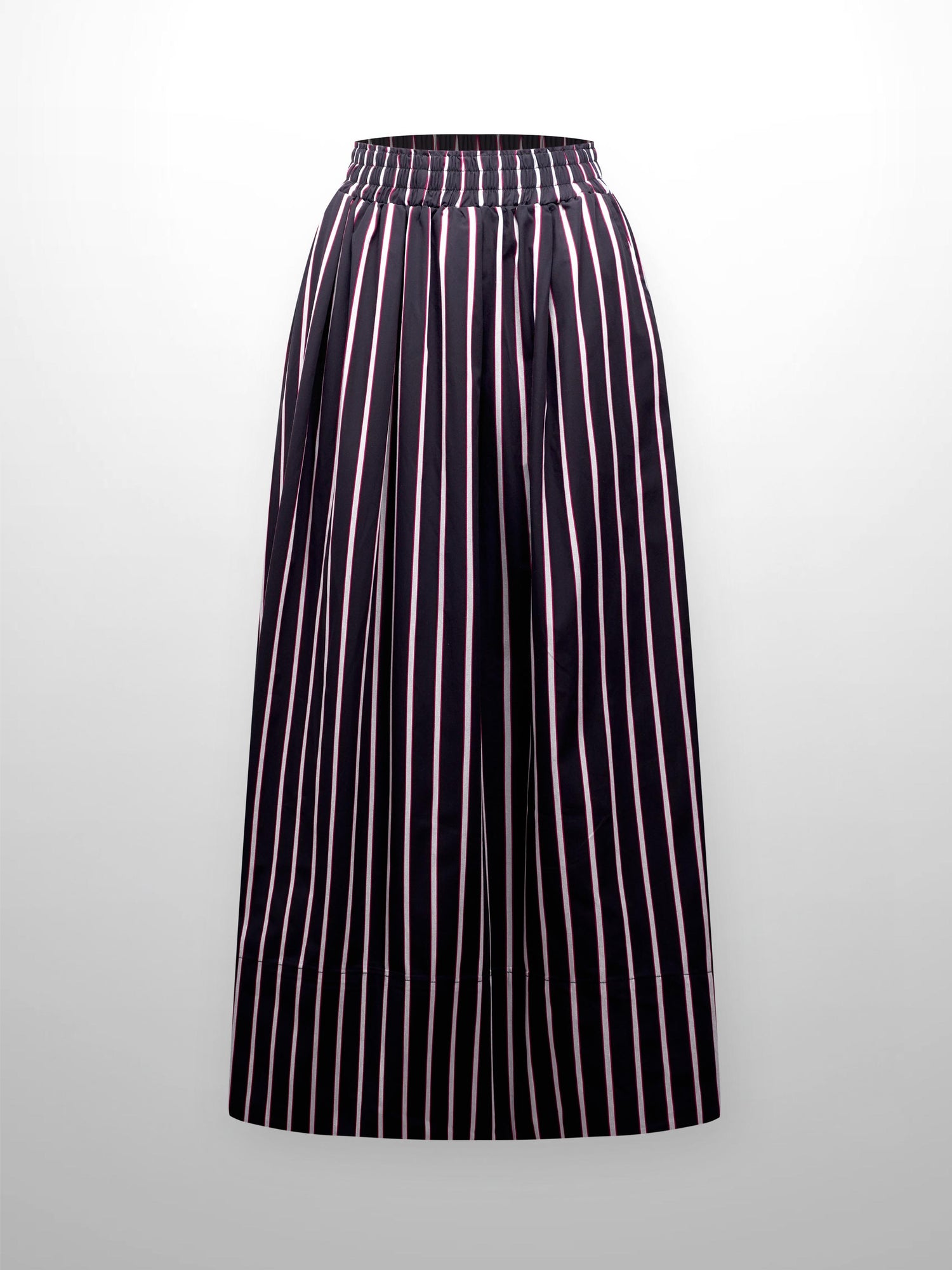 Striped Gathered Waist Skirt-Nautical Stripe