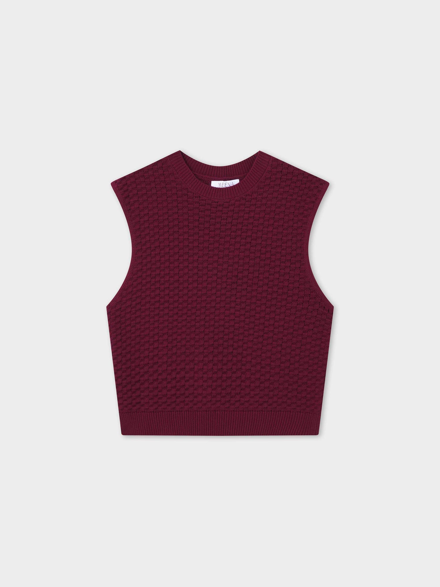 Box Weave Vest-Burgundy