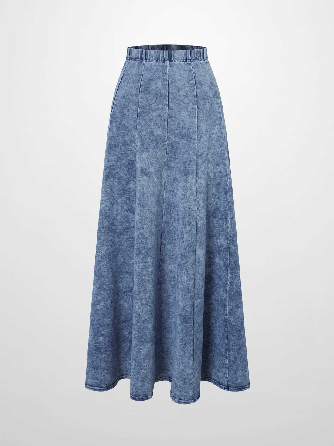 Paneled Flare Skirt 37&quot;-Light Blue Wash