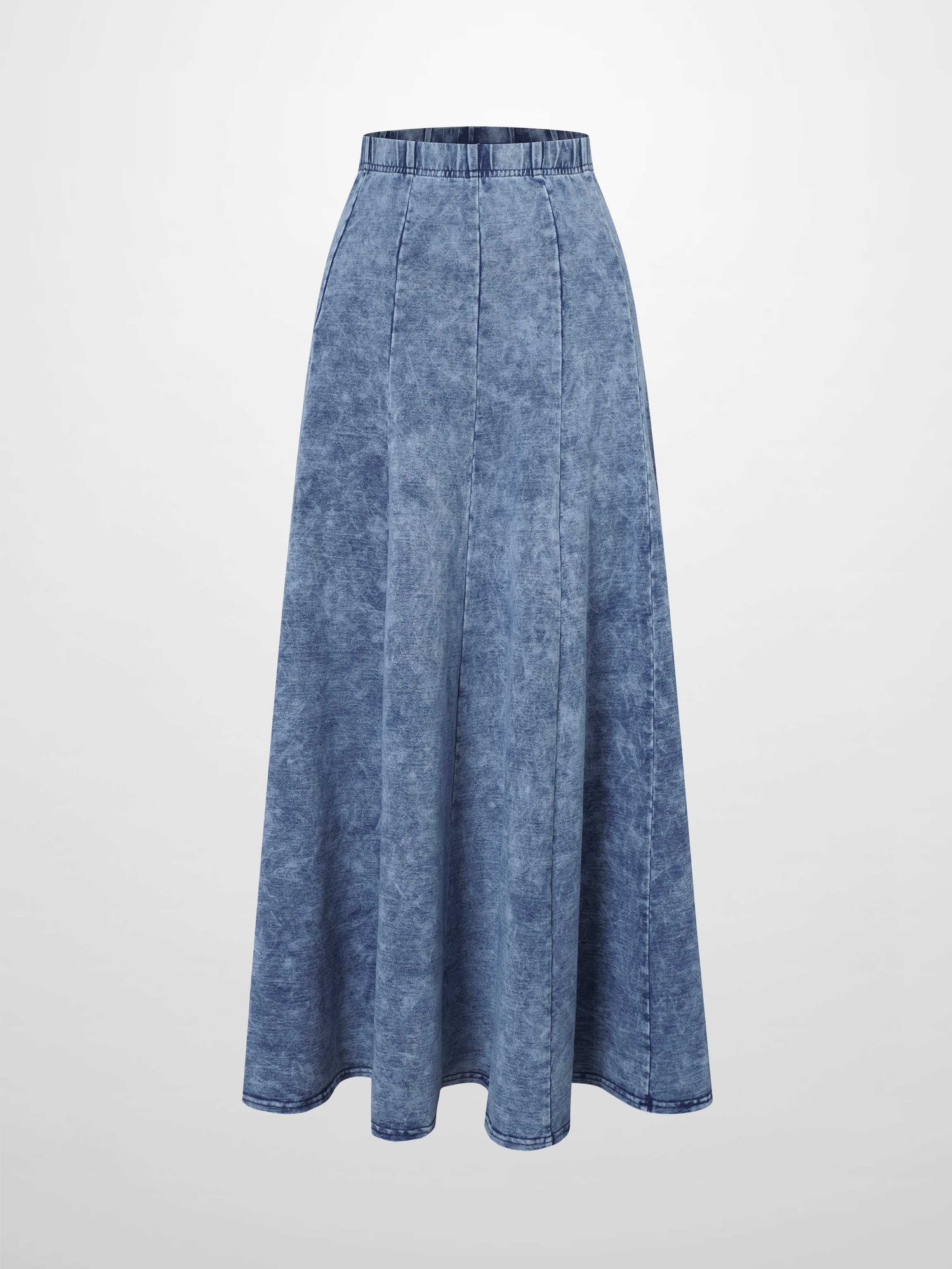 Paneled Flare Skirt 37&quot;-Light Blue Wash