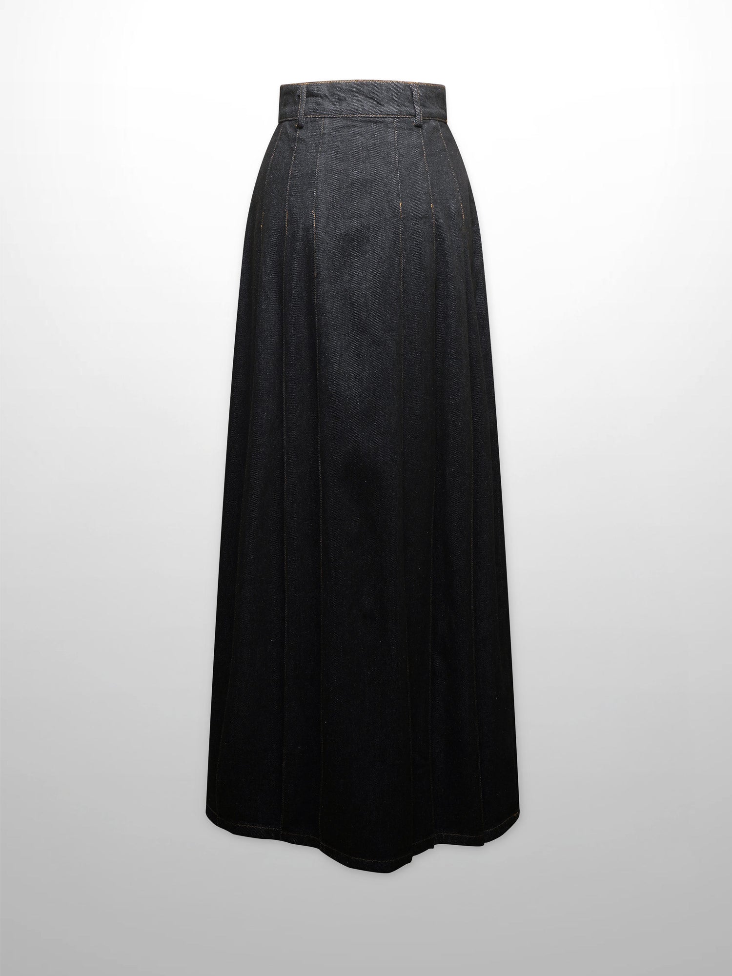 Stitched Pleated Skirt-Black