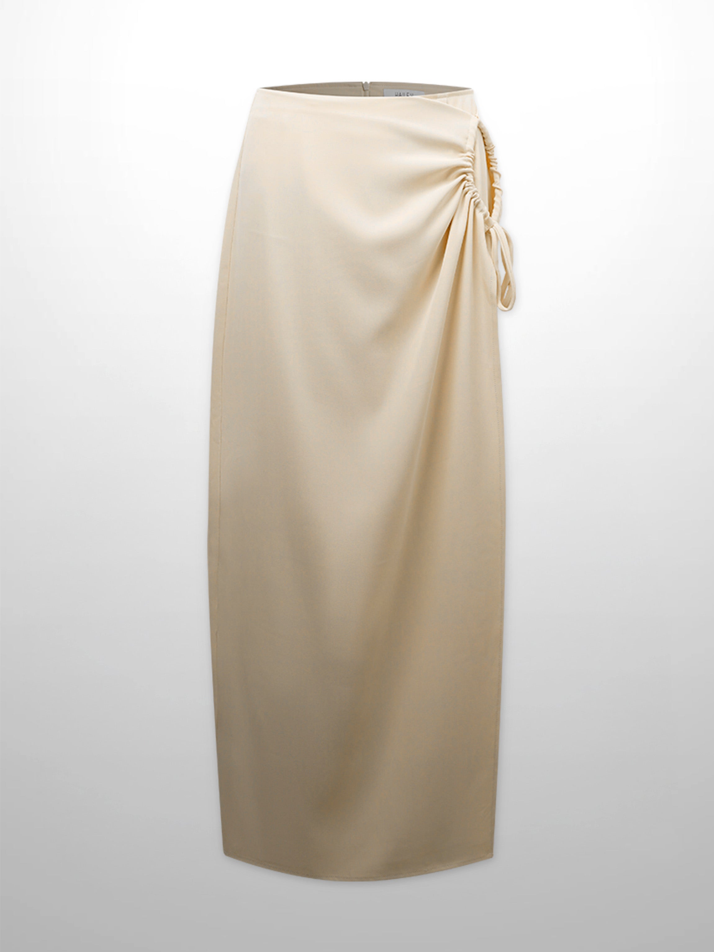 Ring Detail Faux Wrap Skirt-Cream