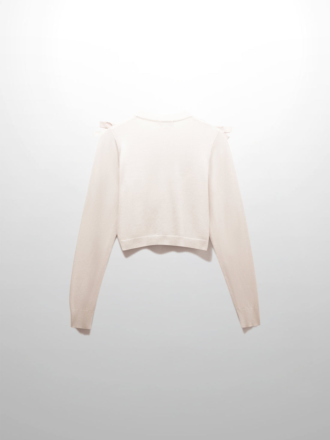 Cropped Bow Cardigan-Cream