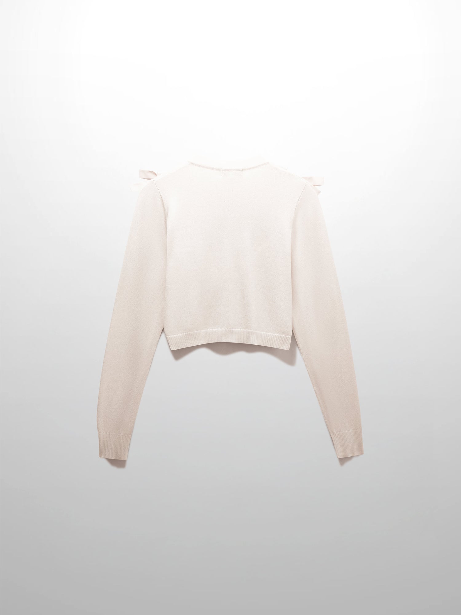 Cropped Bow Cardigan-Cream