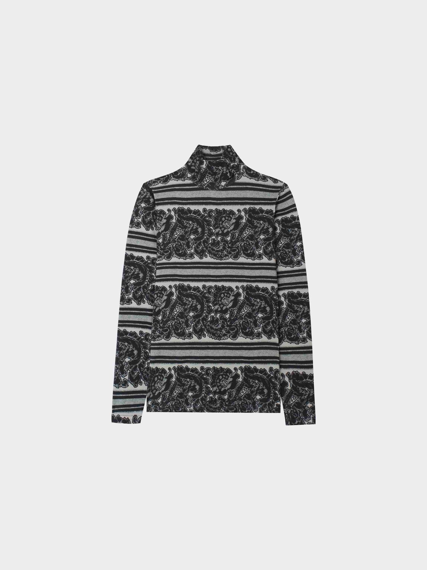 Printed Modal Turtleneck-Paisley Grey