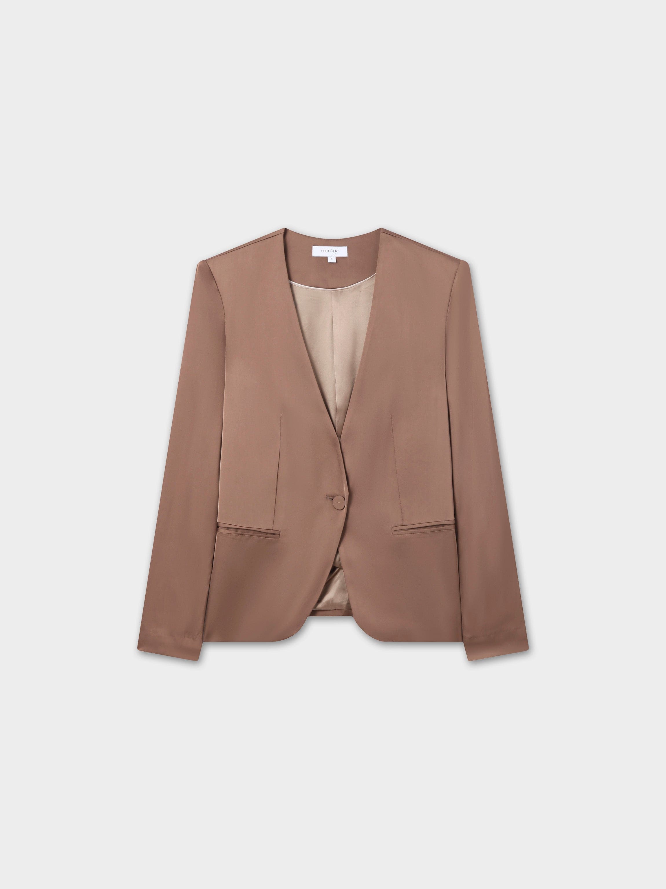 Satin Evening Blazer-Taupe