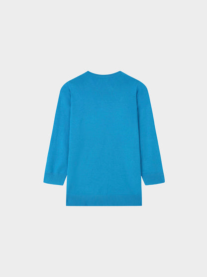 Basic Crew Sweater 3Q-Cerulian