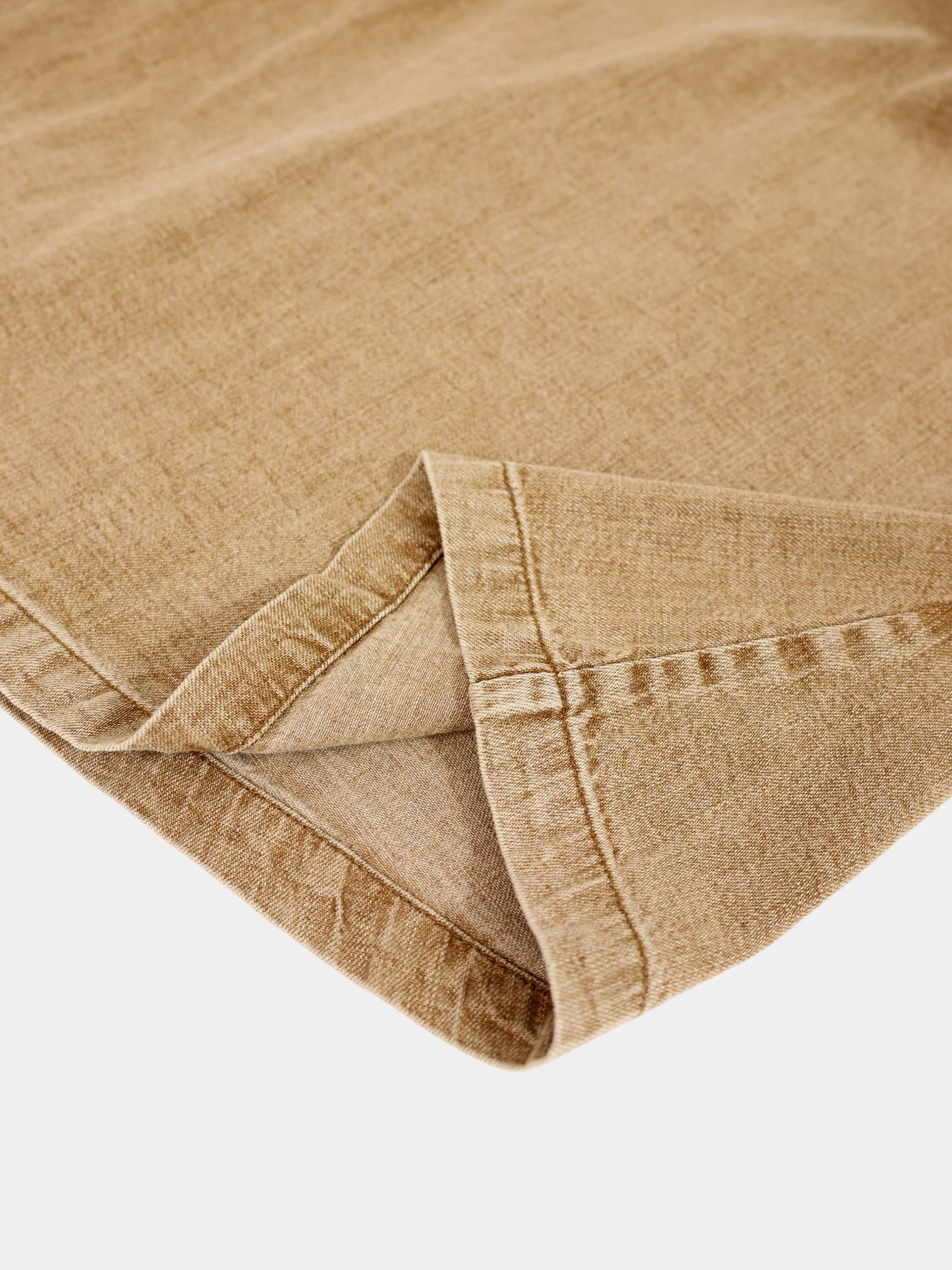 Inverted Yoke Pleat Denim Skirt-Light Tan