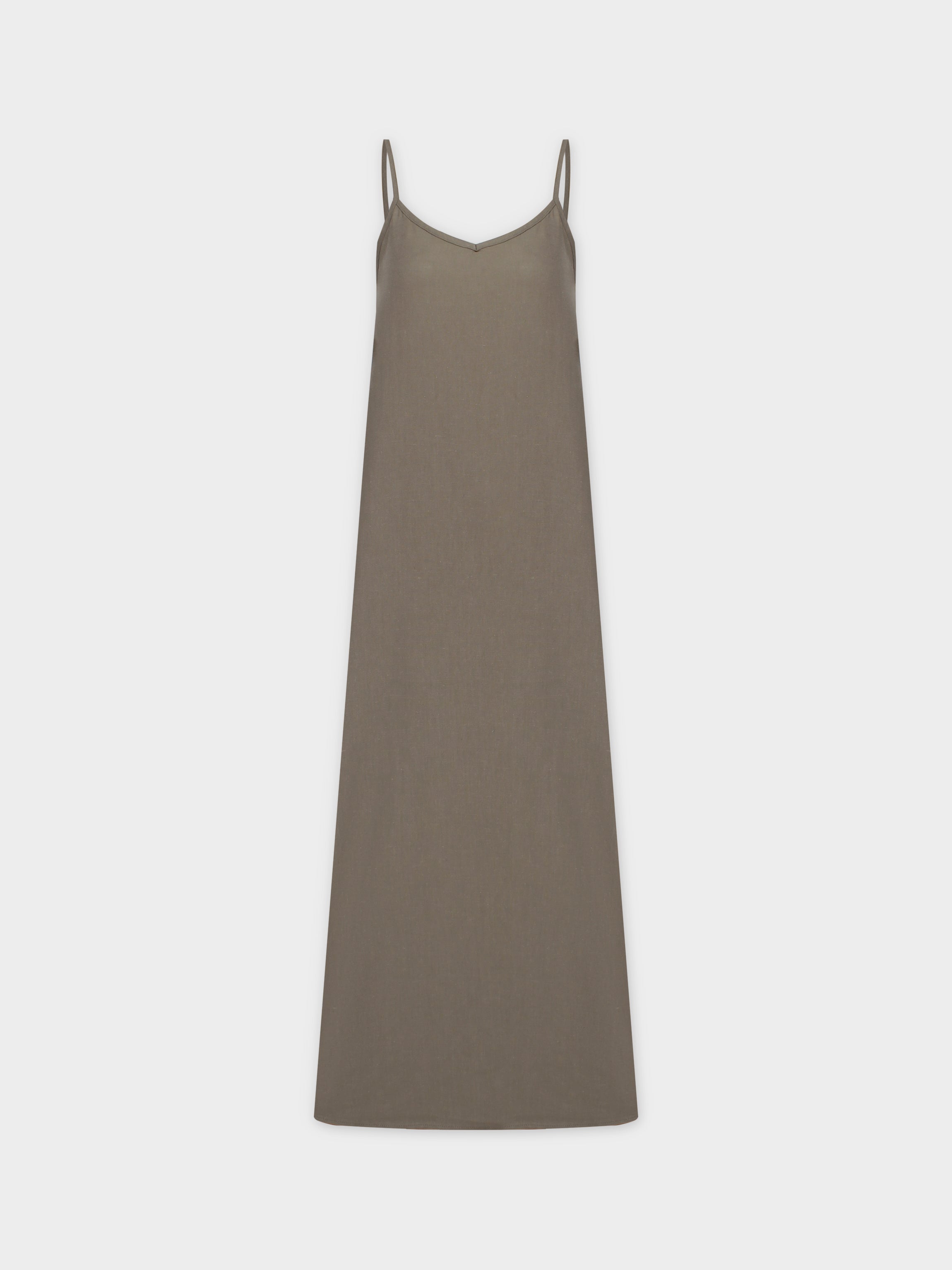 Linen Slip Dress-Olive