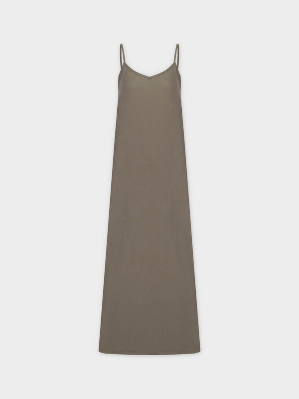 Linen Slip Dress-Olive