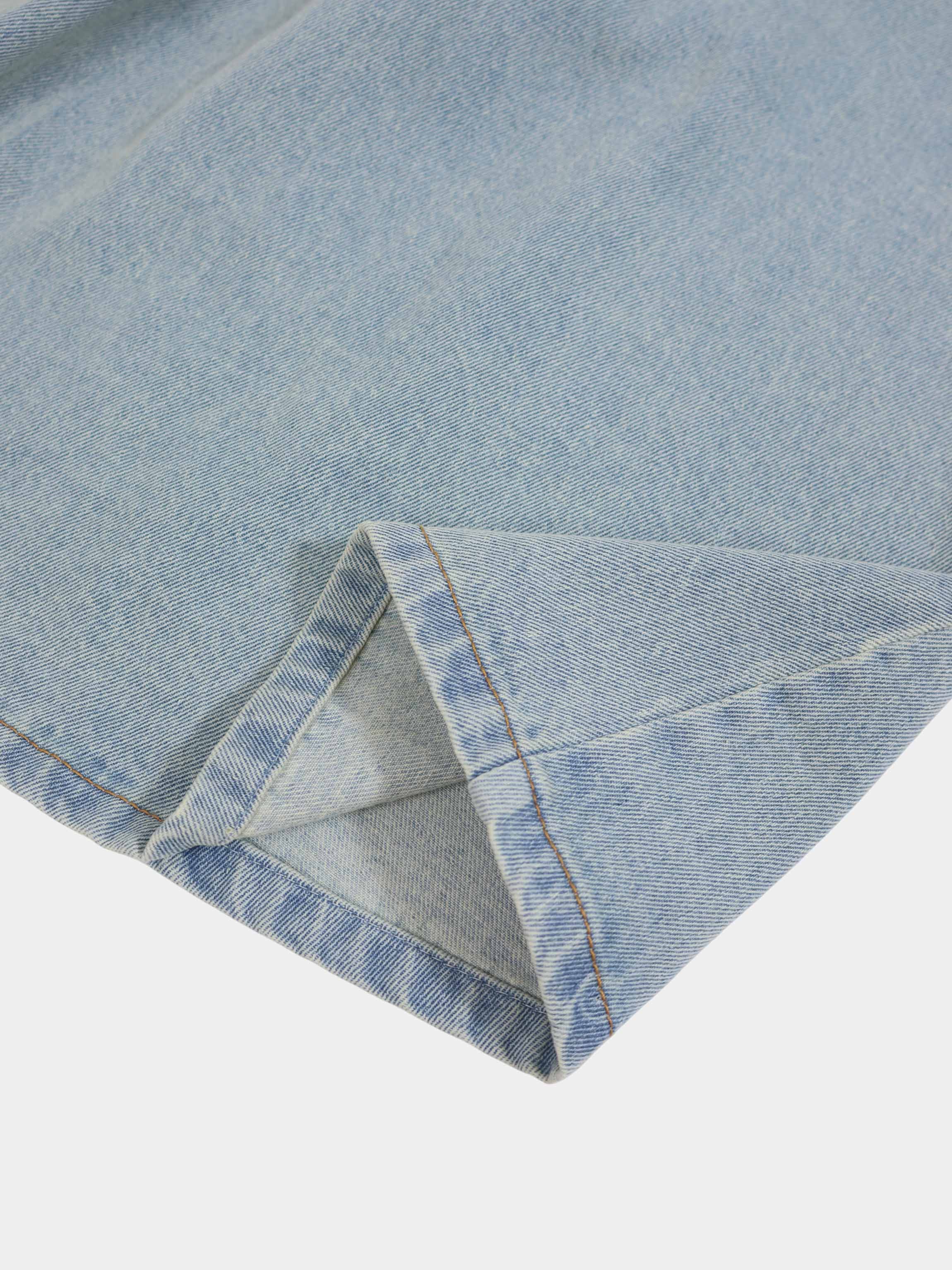 Buckle Design Denim Skirt-Blue