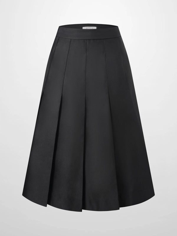 Lux Satin Pleated Skirt 26"-Black