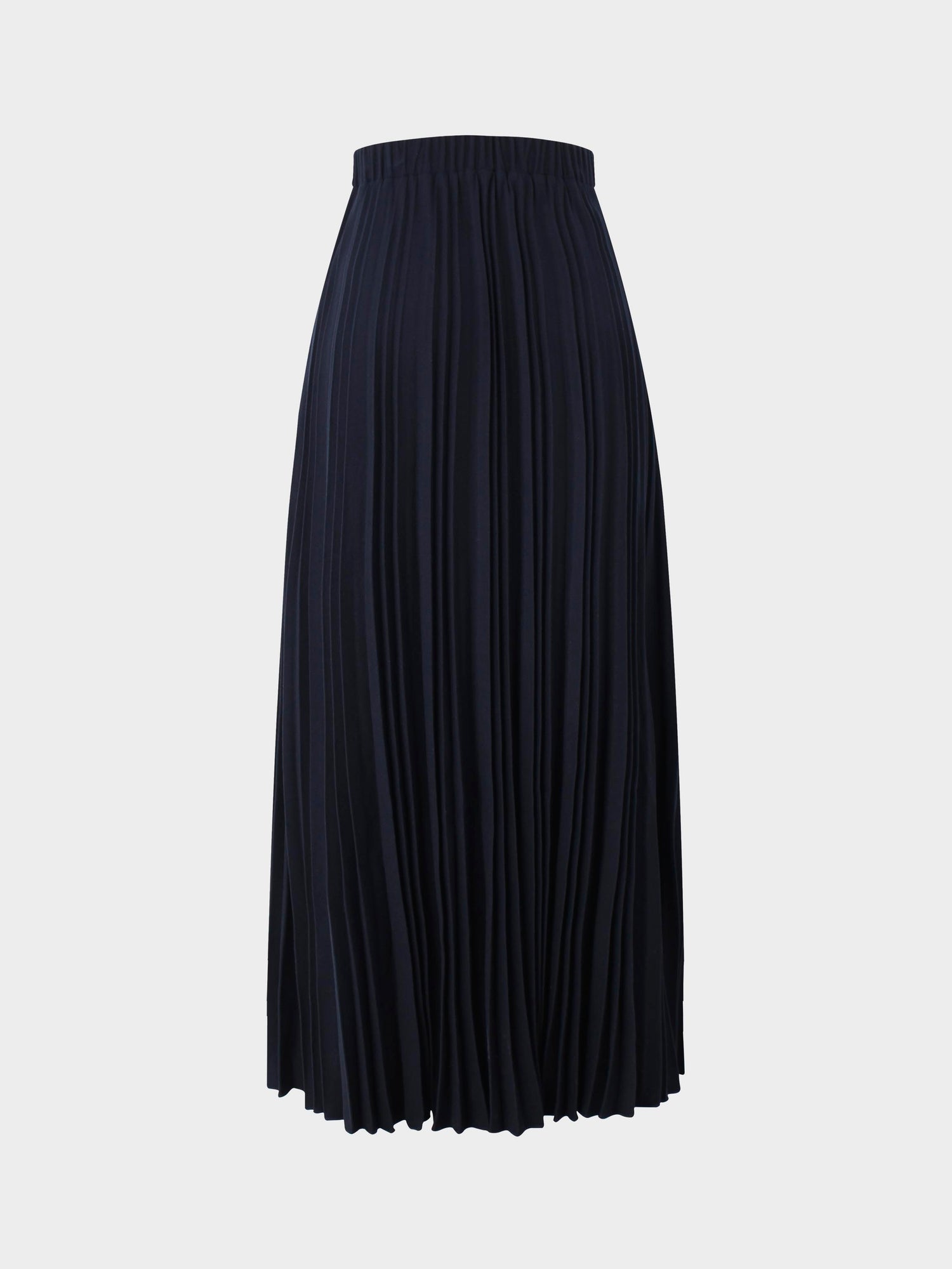 Wool Pleated Skirt-Navy