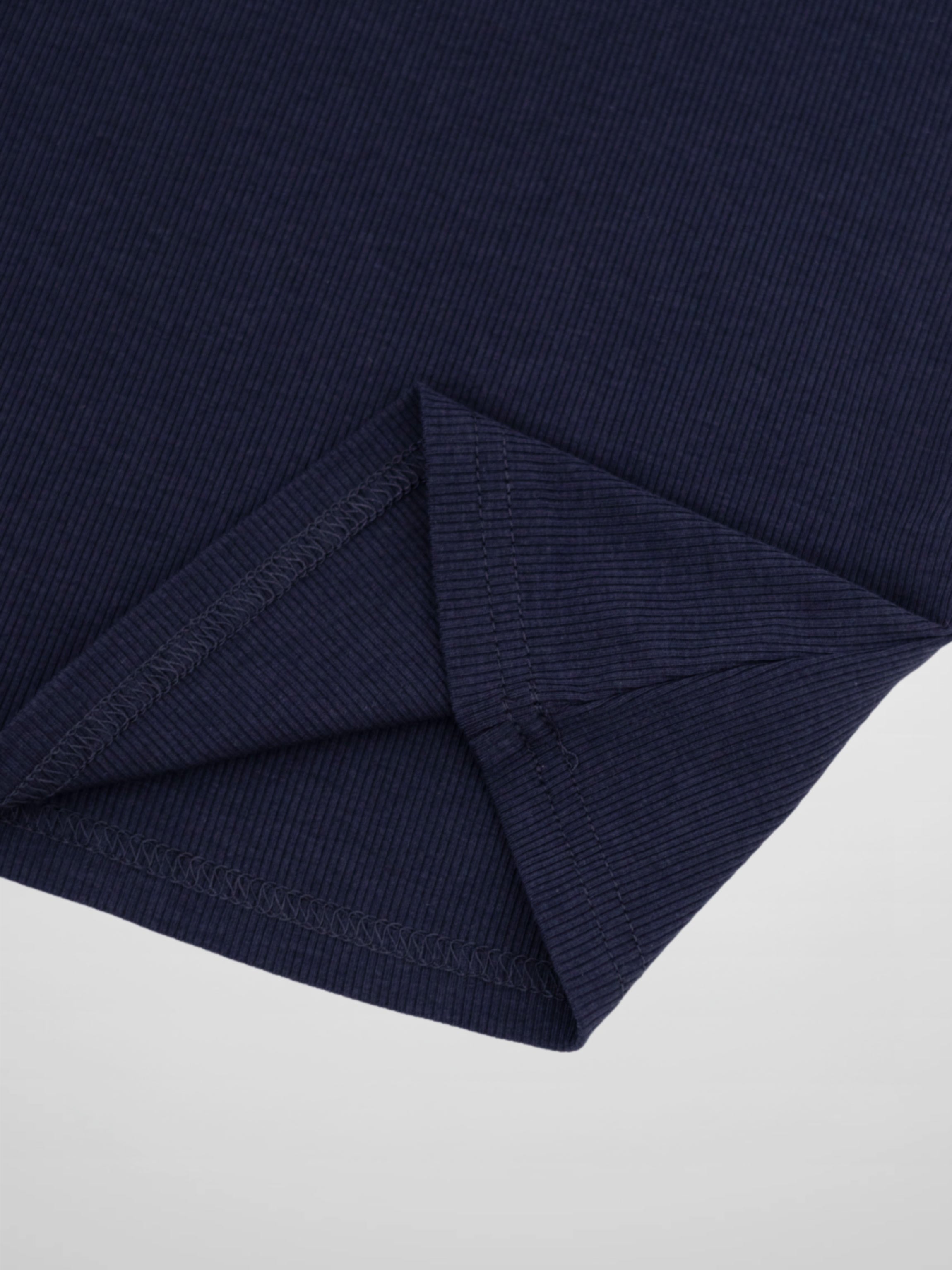 Soft Ribbed High V Tee-Dark Navy