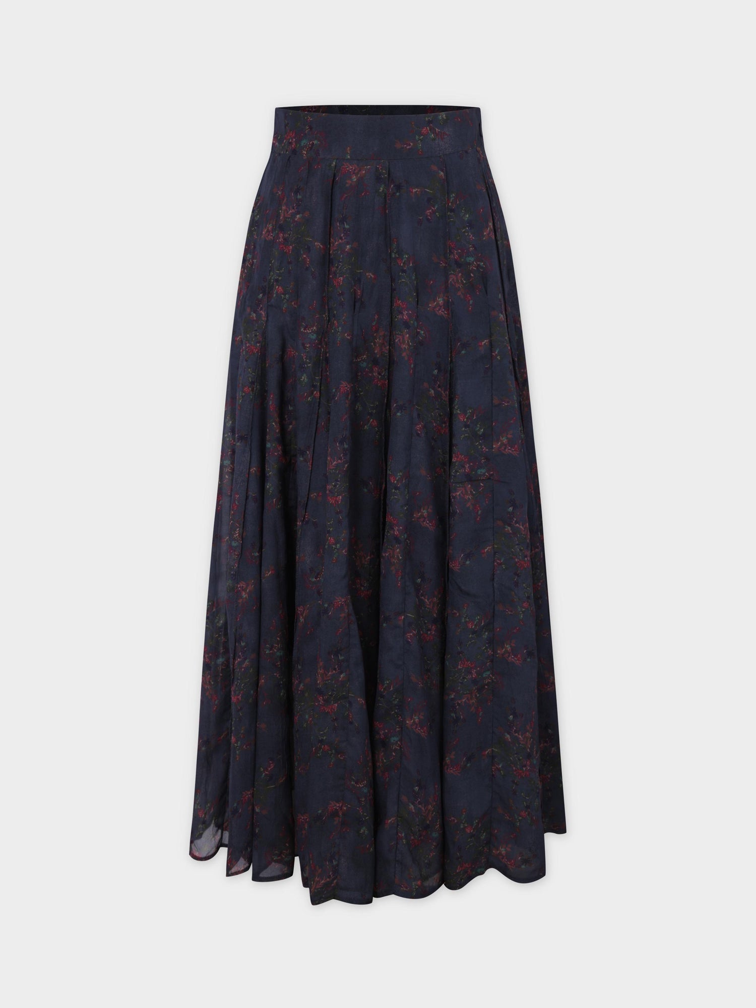 Seamed Pleated Skirt-Brushed Floral