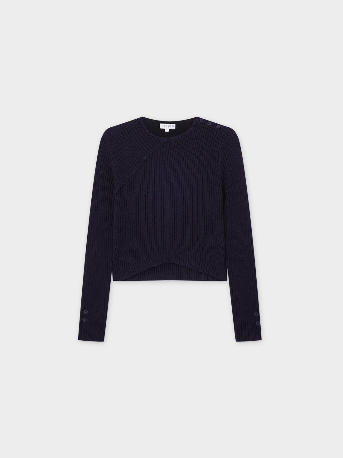 V Bottom Crop Sweater-Navy