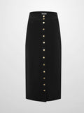 Snap Down Corduroy Skirt - Black