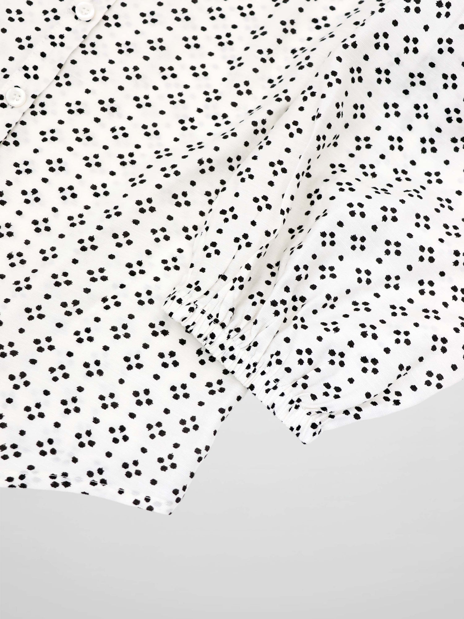 Puff Sleeve Button Down Blouse-Black/White Polka Dot