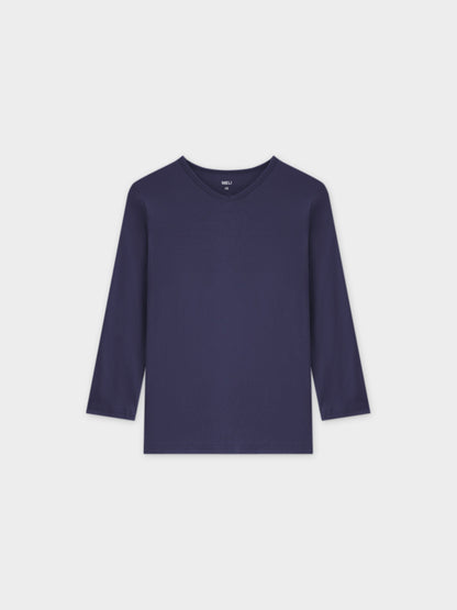 BASIC HIGH V TEE 3Q-NAVY