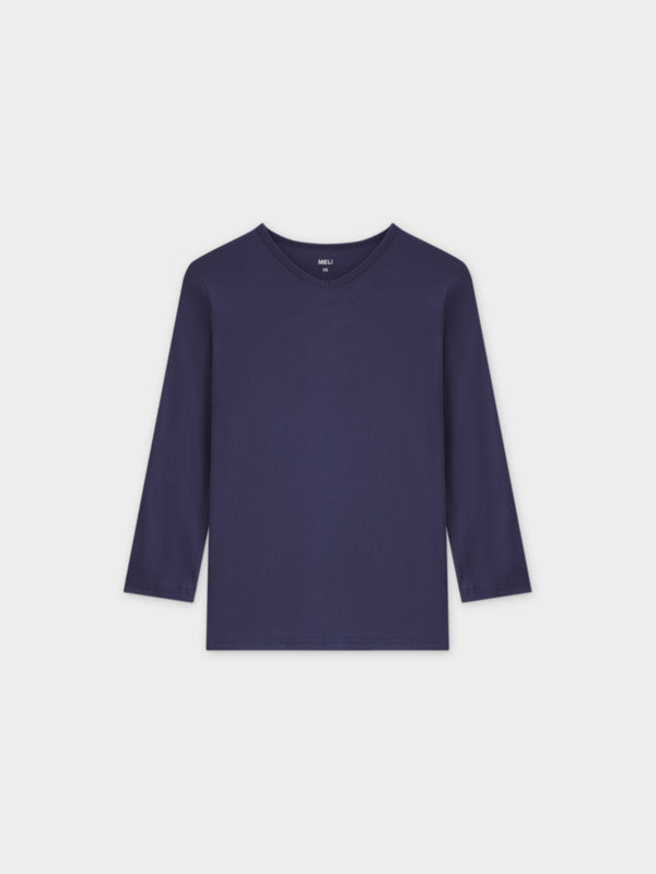 BASIC HIGH V TEE 3Q-NAVY
