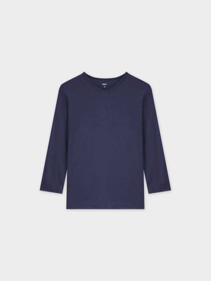 BASIC HIGH V TEE 3Q-NAVY