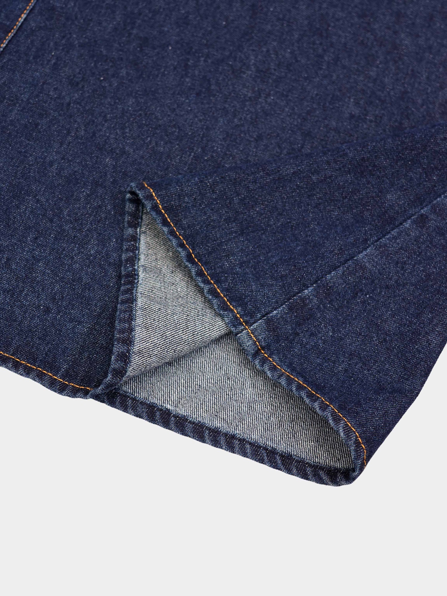 A-Line Seamed Denim Skirt-Blue