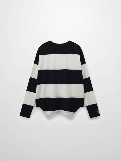 Oversized Rounded Hem T-Shirt-Black/White