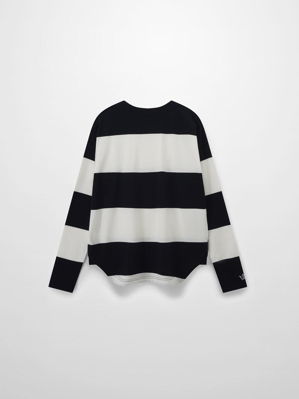 Oversized Rounded Hem T-Shirt-Black/White
