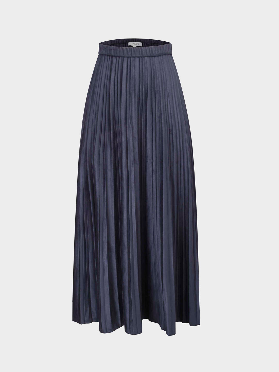 Pleated Suede Skirt 37&quot;-Navy