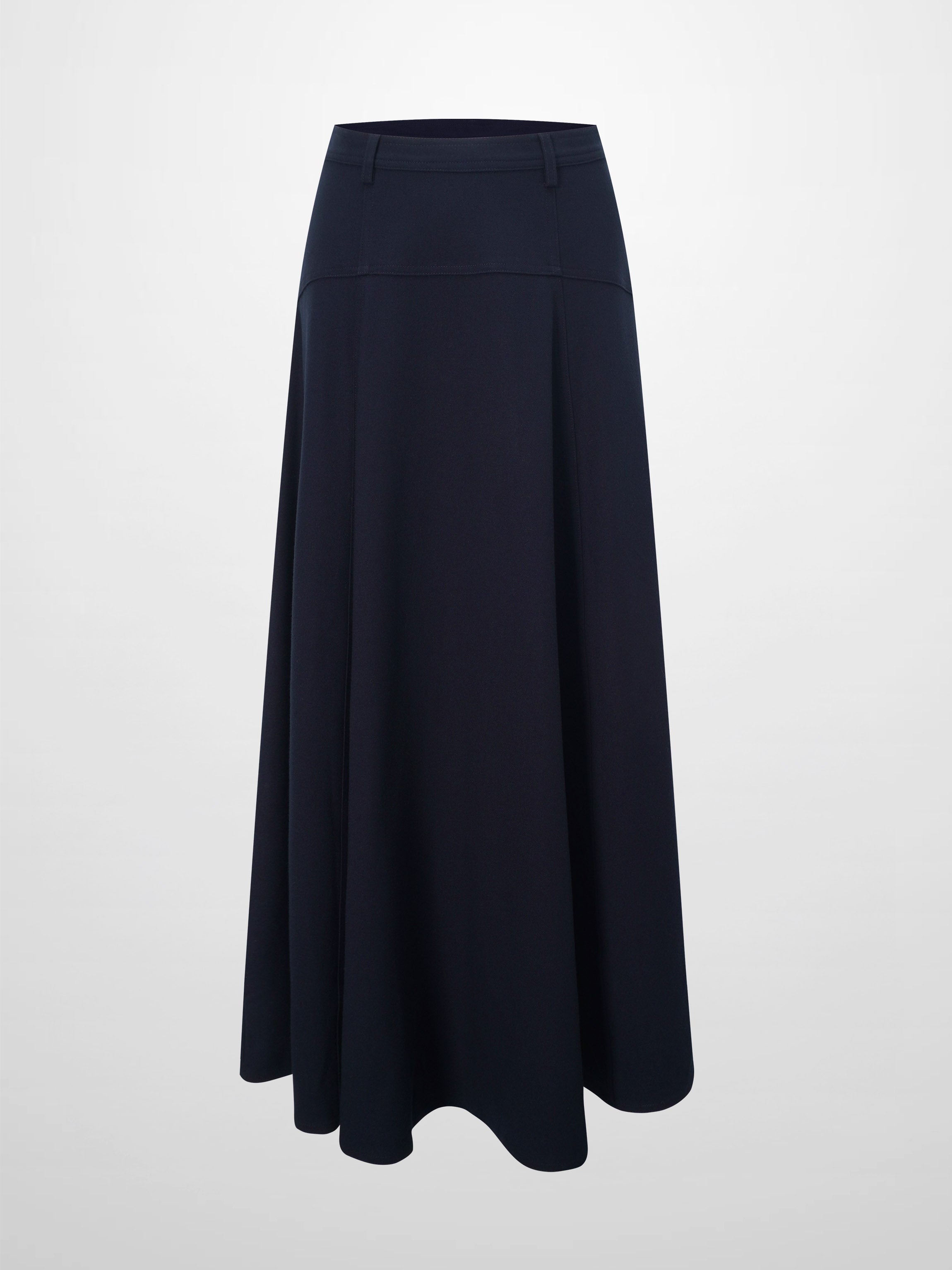 Wool Blend Yoke Skirt 37&quot;-Navy