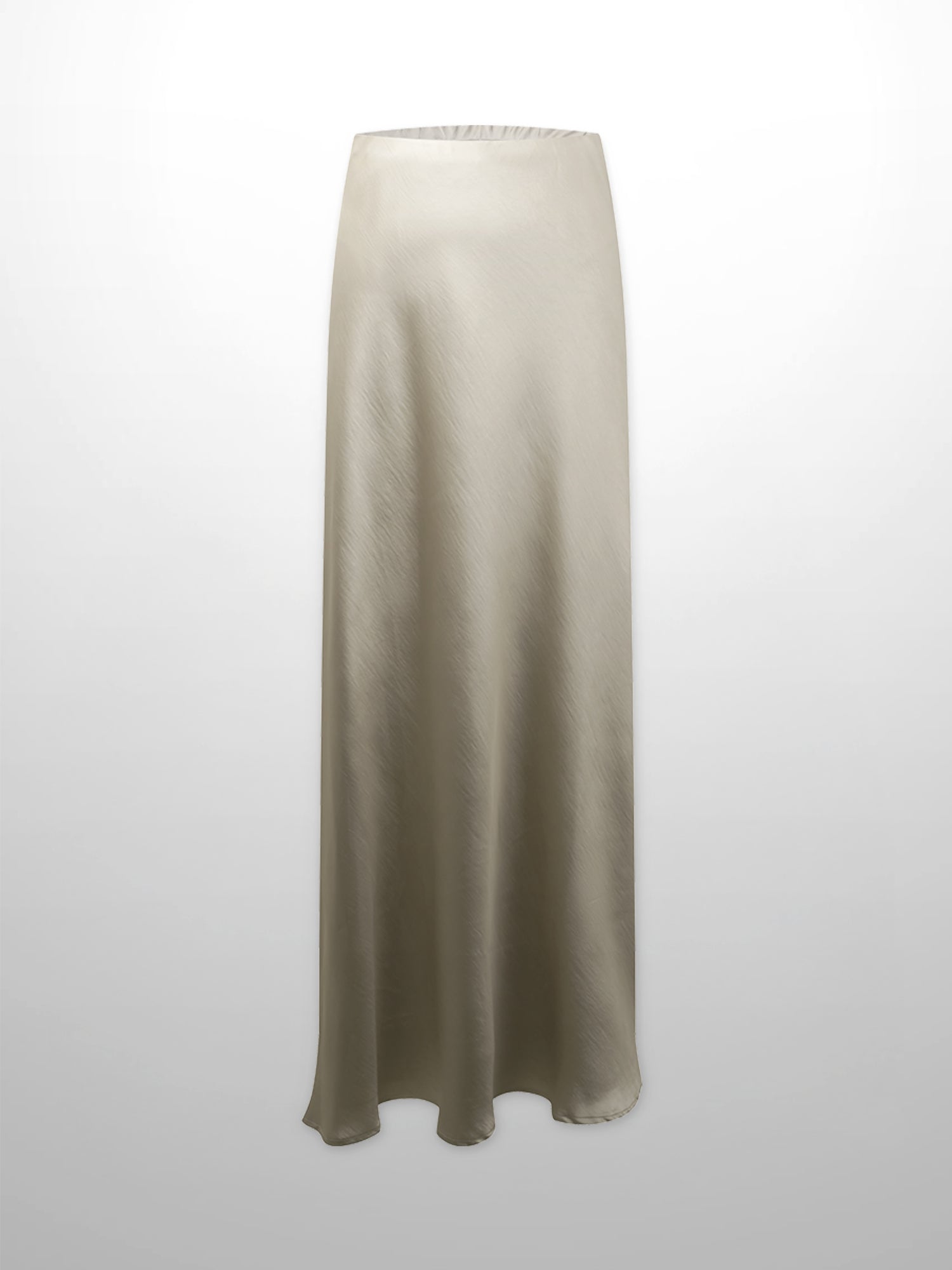 Faux Satin A-Line Skirt-Celery Green