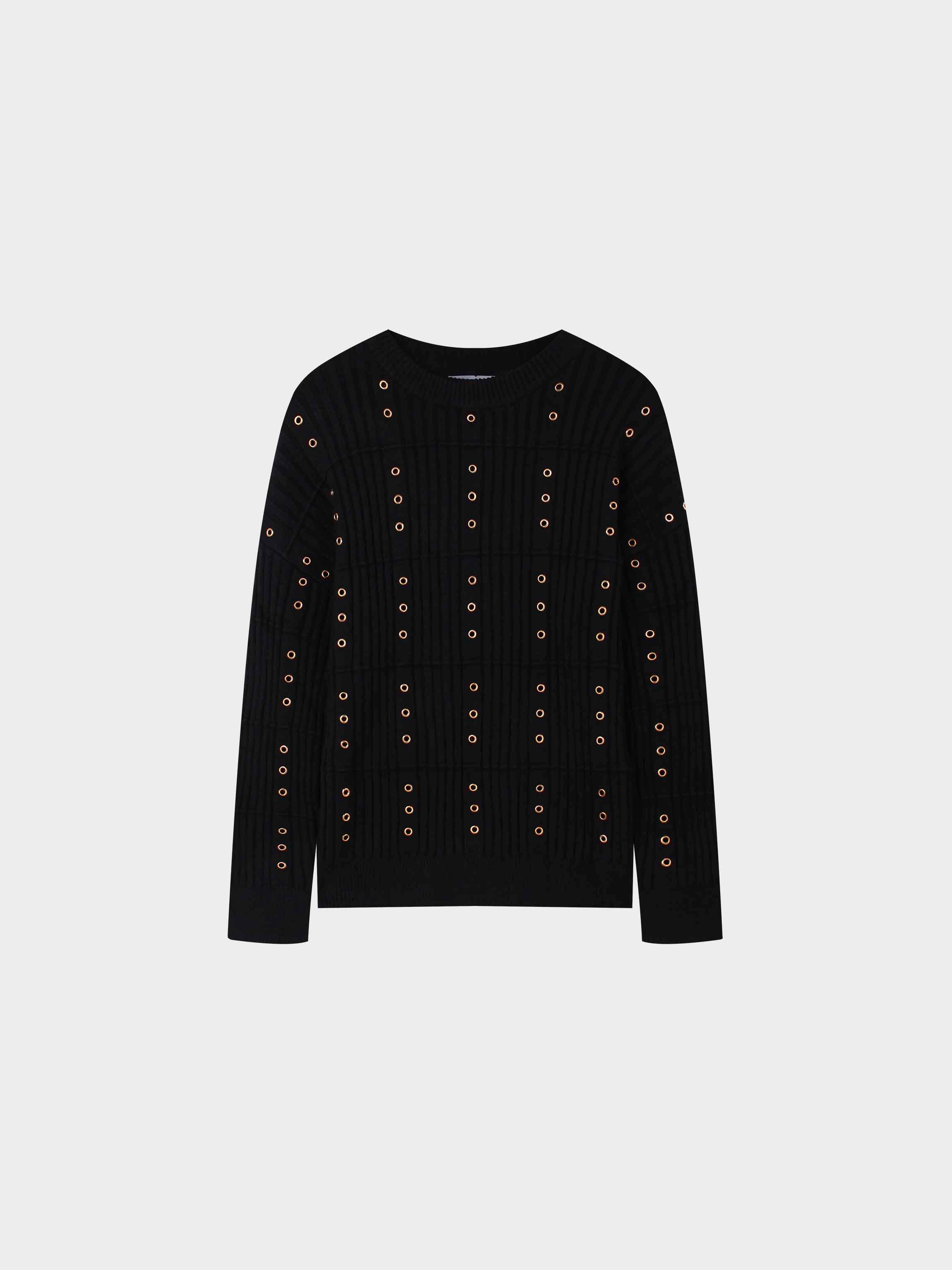 Grommet Sweater-Black