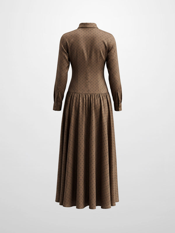 Waist Knot Maxi Shirtdress - Dark Brown