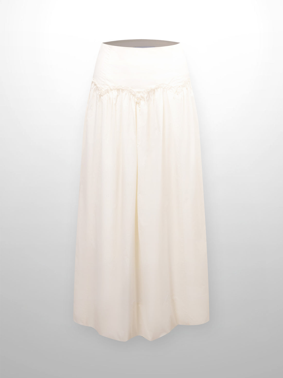 Yoke Ruffle Skirt-White