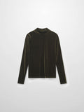 Velour Mock Neck Turtleneck-Green