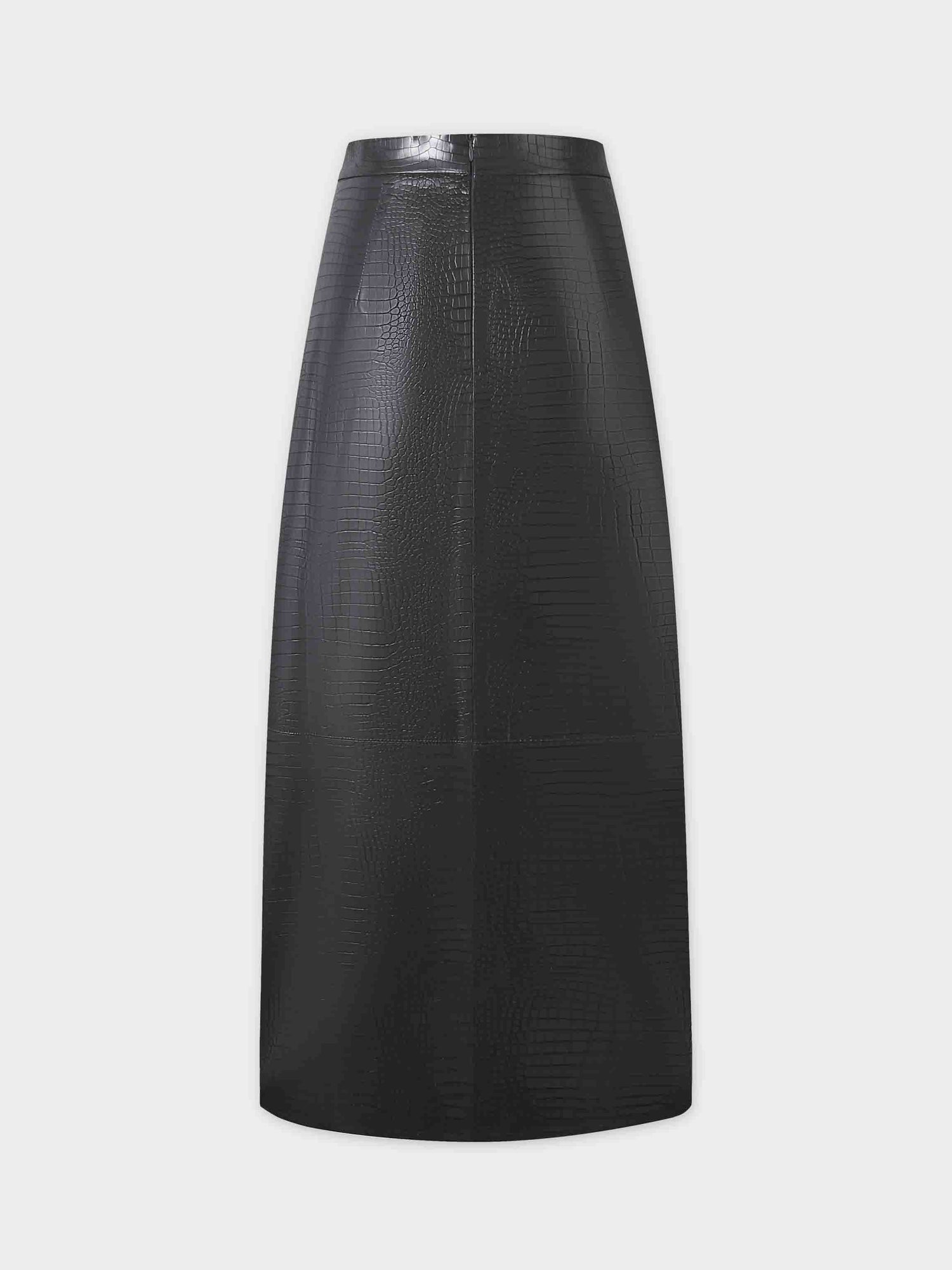 Croc Leather Skirt-Grey