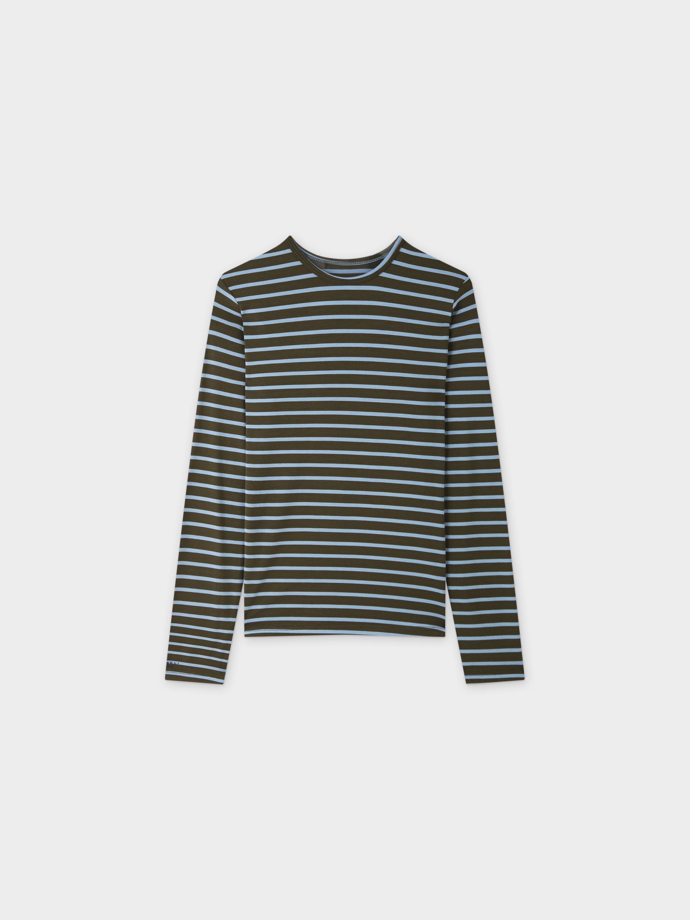 Butter Soft Stripe Crew-Oliva/Azul claro