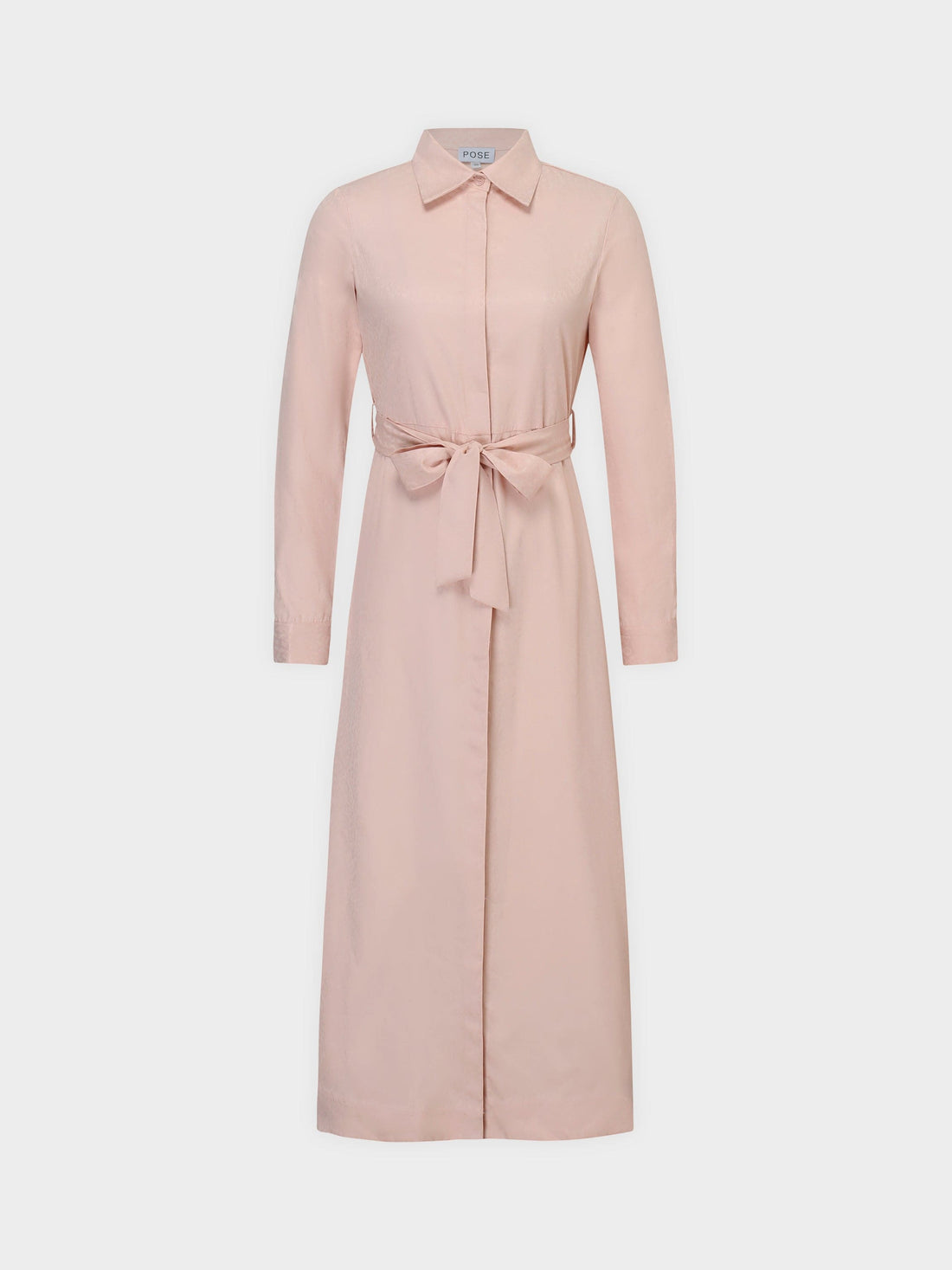 Basic Belted A-Line Dress-Blush