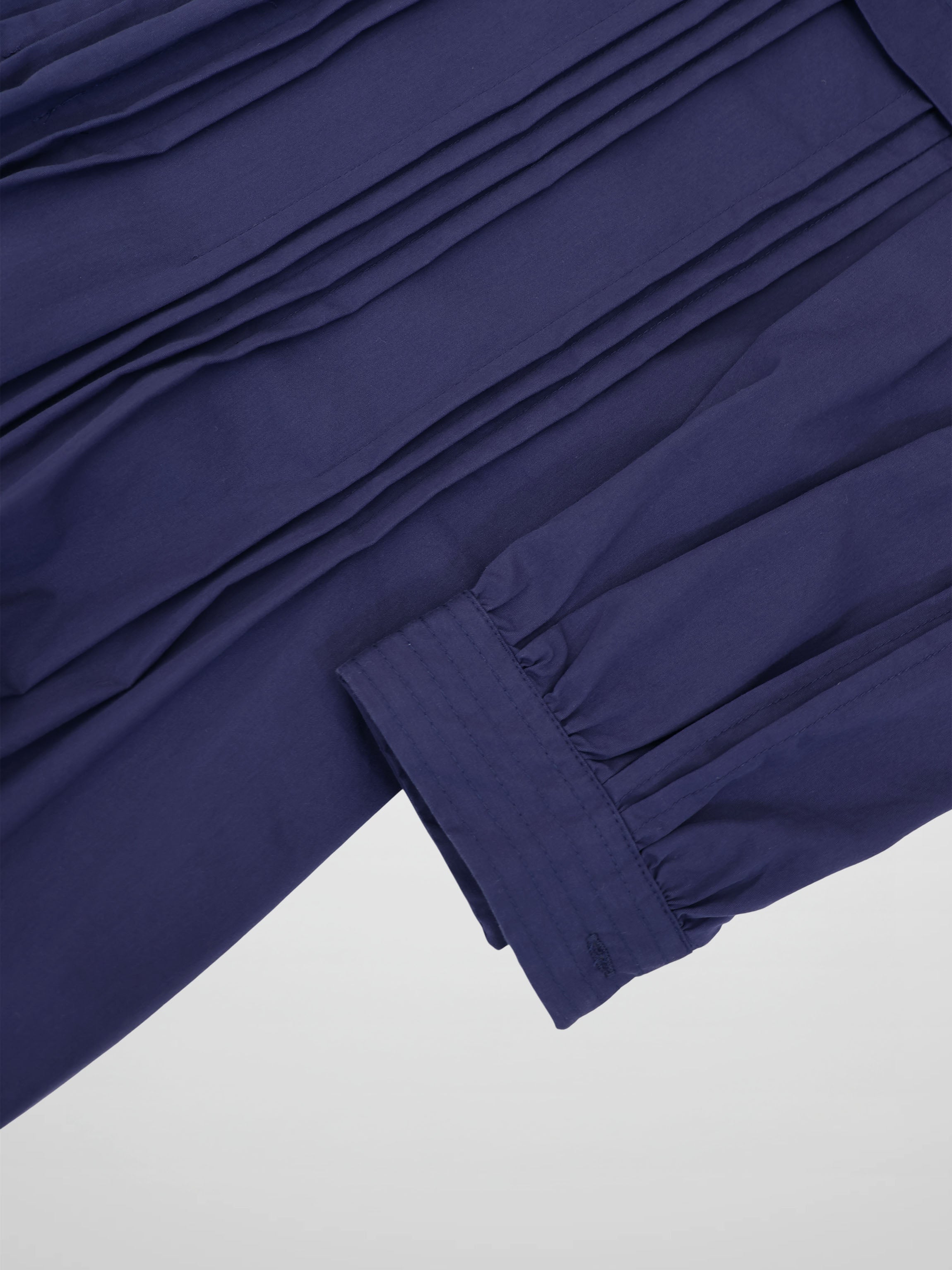 Pintuck Pleat Dress-Navy