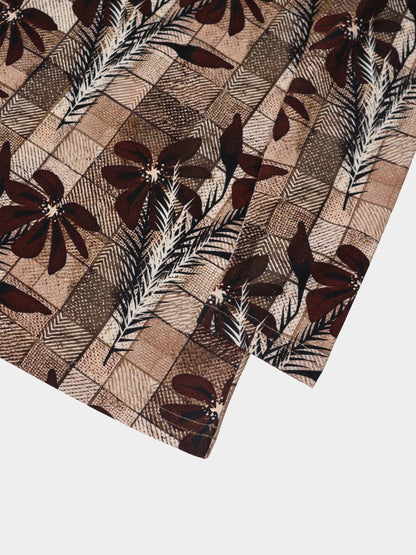 Printed Modal Turtleneck - Brown Plaid