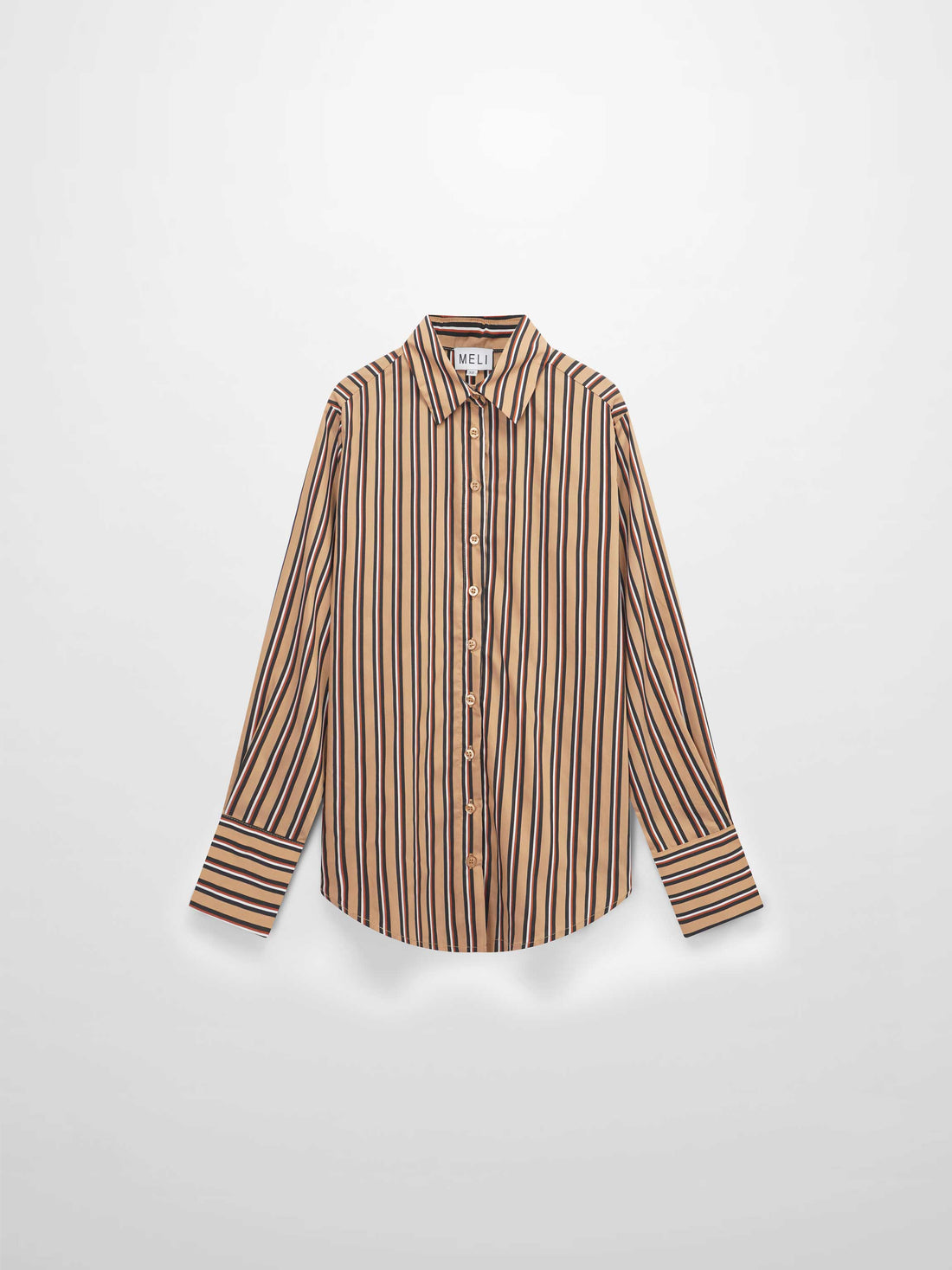 Striped Cotton Blouse-Tan Stripe
