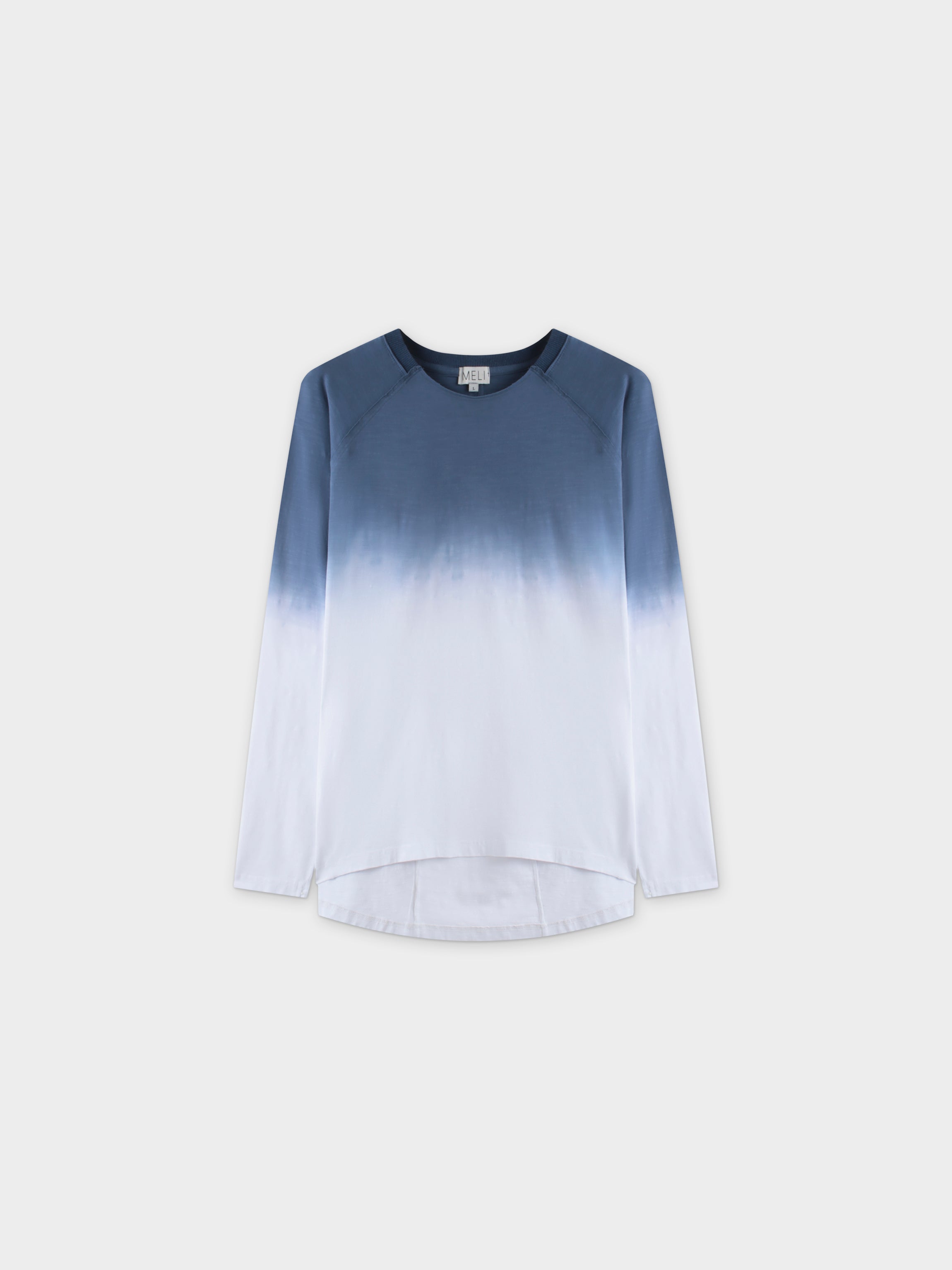 OMBRE PLEAT BACK TEE-BLUE